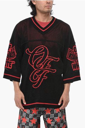 Off-white Knit T-Shirt VARSITY NET With Jacquard Logo size L