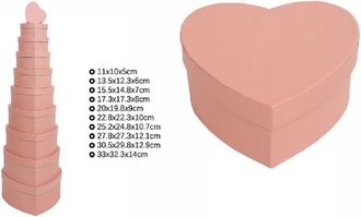 Trade Shop Trade Shop - Set 10 Pz Scatole Box Regali Varie Misure Matrioska Forma Cuore Rosa Pesca 71963