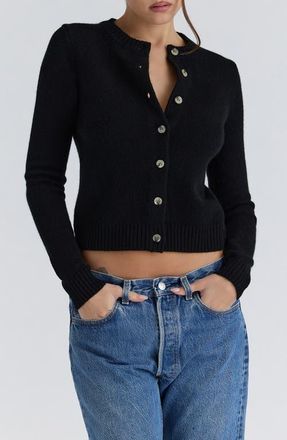 House of CB Signature Merino Wool & Cashmere Cardigan in Black at Nordstrom, Size X-Small