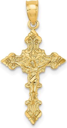 Diamond2Deal 14k Yellow Gold Crucifix Fancy Edges Charm