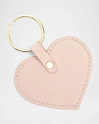 Royce Leather Monogrammed Leather Heart-Shaped Key Chain, Personalized