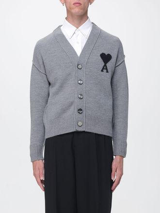 Ami Cardigan in lana con scollo a V e logo a contrasto