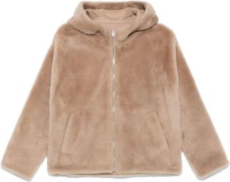 Yves Salomon Giacca in shearling con cappuccio - Marrone