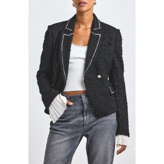 Derek Lam Estelise Galaxy Tweed Jacket in Black/Silver at Nordstrom Rack, Size 12