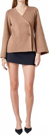 endless rose 2 Button Cinched Cardigan In Brown