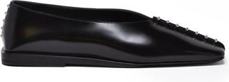 Jil Sander Black Leather Square Flats