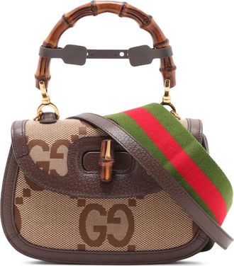 Gucci Pre-owned Gucci Small Jumbo GG Canvas Web Bamboo 1947 Top Handle Bag Ladies GITAO7B5F3NS8NZ4