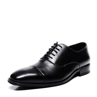 Generic Formal Shoes Dress Oxford for Men Lace Up Cap Toe Leather Non Slip Resistant Anti-Slip Rubber Sole Wedding(8.5 UK) Black