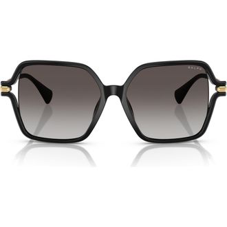 Ralph Lauren 56mm Gradient Square Sunglasses in Shiny Black/gradient Grey at Nordstrom