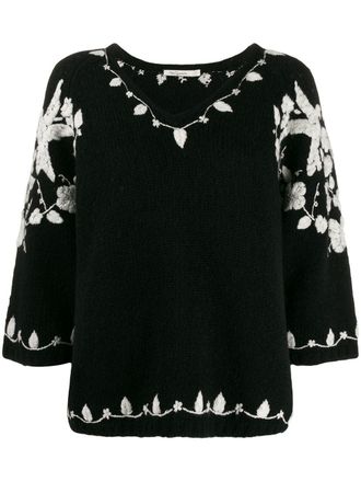 Mes Demoiselles... embroidered design jumper - Black