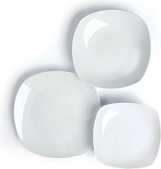 Excelsa Excelsa Square Servizio Tavola 18 Pezzi, Porcellana, Bianco