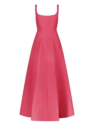 Lela Rose scoop-neck midi dress - women - Polyester/Cotton/Silk - 8 - Pink
