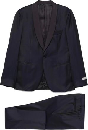 Canali Kostuums, Heren, Blauw, L, Wol, Marineblauwe Single Breasted Suit