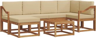 vidaXL Conjunto De Sof&aacute;s De Exterior 7 Uds. Natural Y Beige Vidaxl