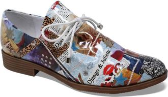Django & Juliette Womens Kotty Loafers In Collage Print Patent Leather