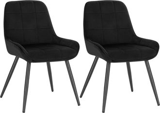 Woltu 2x Sillas De Comedor Silla Ergon&oacute;mica Con Respaldo Silla De Terciopelo En Estructura Metal Sillas Para Dormitorio Sal&oacute;n Comedor Y Cocina Negro - Woltu