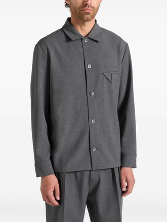 Manière De Voir Leo Hatched tailored overshirt - Grey