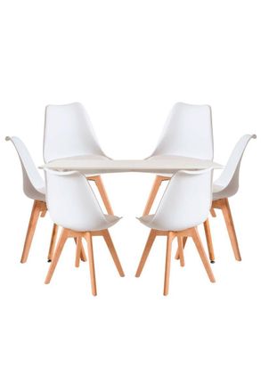 Regalos Miguel Regalos Miguel - Conjuntos De Mesa Y Sillas - Conjunto Mesa Tower Rectangular 120 X 80 Cm Blanca Y Pack 6 Sillas Synk Basic - Blanco