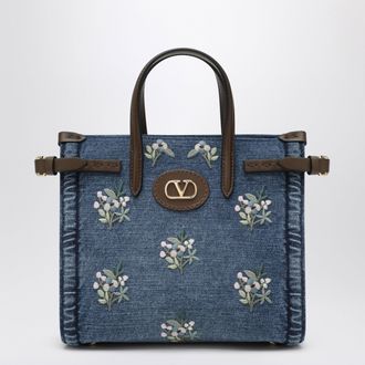 Valentino Garavani Borsa shopping Antibes piccola in denim ricamato