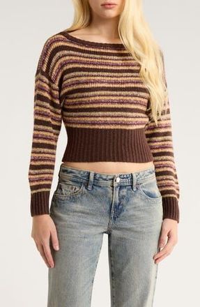 PacSun Cosette Off the Shoulder Rib Sweater in Stripe at Nordstrom Rack, Size X-Small