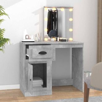 Berkfield Home White Dressing Table with LED Concrete Grey 90x50x132.5 cm Engine