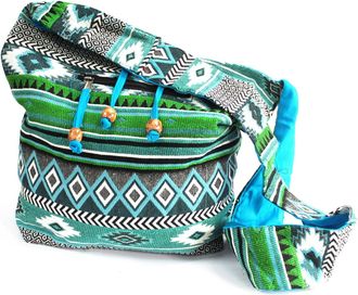 Generic Womens Hippie Crossbody Bag, Nepal Sling Bag, 100% Cotton Bag, Slouchy bag, Hobo Hand Woven Shoulder bag, Ethnic Tribal Boho Bag Purse (Large Teal)
