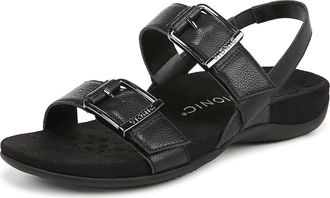 Vionic Womens Reese Slingbacks Heeled Sandal - Black Leather