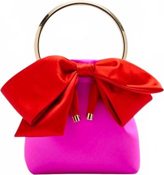 Jimmy Choo London Womens Bon Bon Bow Bucket Satin Top-Handle Bag In Pink