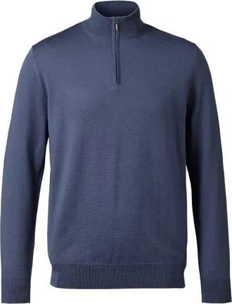 CHARLES TYRWHITT Pure Merino Zip Neck Sweater in Steel Blue at Nordstrom, Size Small