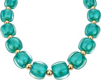 Gold & Honey Womens For After Hours Beaded Lucite Necklace In Teal