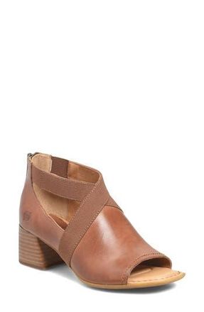 B&oslash;rn Searing Stacked Heel Sandal in Brown Leather at Nordstrom Rack, Size 11