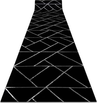 RugsX Rugsx - Alfombra De Pasillo Emerald Exclusivo 7543 Glamour, Elegante Geom&eacute;trico Negro / Plata 70 Cm Black 70x170 Cm
