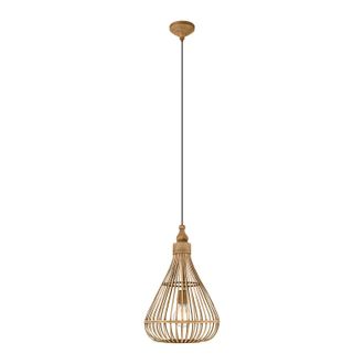 Loops Hanging Ceiling Pendant Light Pear Wicker Shade 1 x 60W E27 Hallway Feature