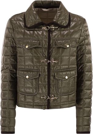 Fay Womens 3 Hooks In Technical Checkered Fabric - Dark Green Nylon - Size EU 44 (Womens)