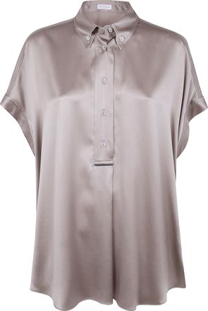 Brunello Cucinelli Silk Shirt M0c59ra915 C2874 Khaki