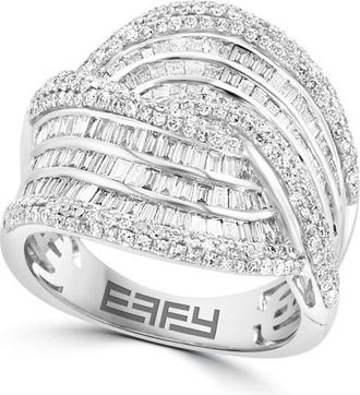 Effy 14K White Gold Diamond Multi-Row Swirl Statement Ring in 14K Gold at Nordstrom, Size 7