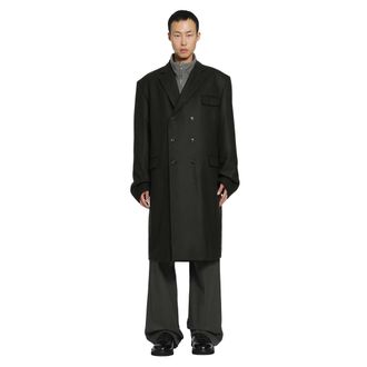 Rier Double-Breasted Loden Wool Coat