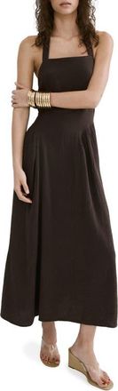 Mango Double Gazue Halter Maxi Dress in Chocolate at Nordstrom, Size 8