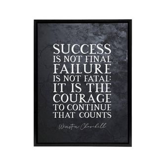 Artery8 Winston Churchill Slate Quote Framed Canvas Wall Art Print in Grey | Size: W24 x H32