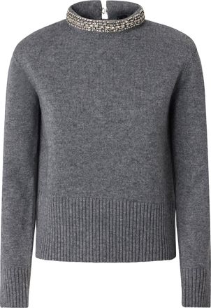 Pinko Medium Grey Jewel-Embellished Knit Sweater
