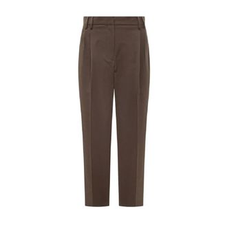 Brunello Cucinelli Cropped Trousers, female, Brown, XS, Cropped Trousers