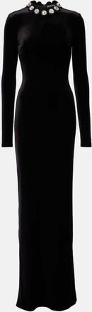 DAVID KOMA Crystal-embellished scalloped gown