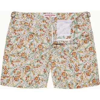 Orlebar Brown Bulldog Mid-Length Classic Fit Swim Shorts With Fairground Print in Multi/vermillion at Nordstrom, Size 30