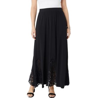 Roaman's Ultrasmooth Fabric Lace Maxi Skirt in Black at Nordstrom, Size 12