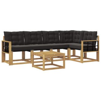 vidaXL Conjunto De Sof&aacute;s De Exterior Con Coj&iacute;n 6 Pcs Blanco Y Negro Vidaxl