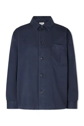 Saint Laurent Logo-Embroidered Cotton-Twill Overshirt
