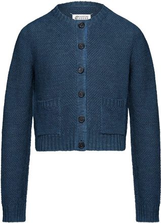 Maison Margiela basket-weave round-neck cardigan - women - Hemp - S - Blue
