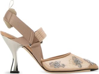 Fendi 85 mm Colibr&igrave; slingback pumps - Beige