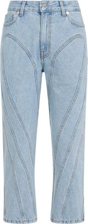 MUGLER Lichtblauwe Katoenen Jeans - Dames - Regular Fit Jeans - Blauw - S - Katoen - Jeans