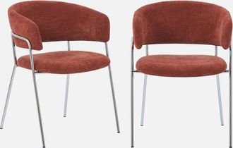 Sweeek Sill&oacute;n Vintage De Tela Con Estructura Cromada, Set De 2